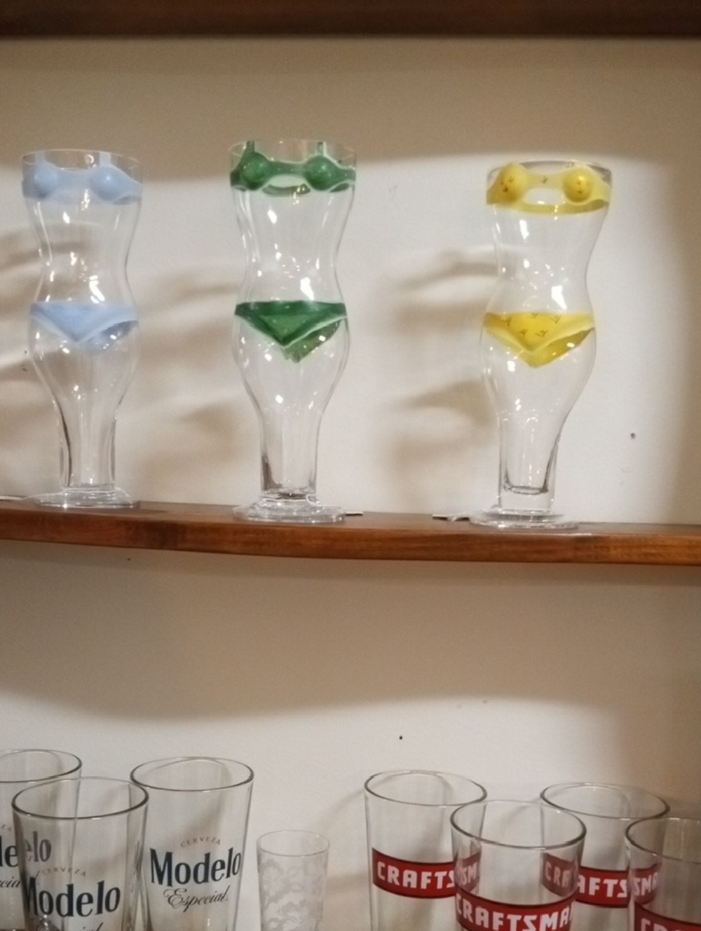 Source Unknown Glass Bikini Torso Shot Glasses in Blue, Green, Yellow